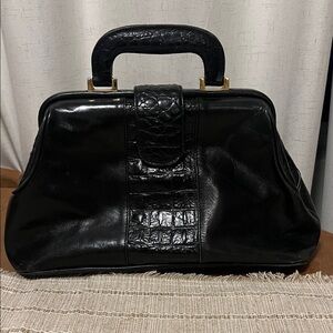 Elegant vintage portofino Black Crocodile-Embossed Women's Bag